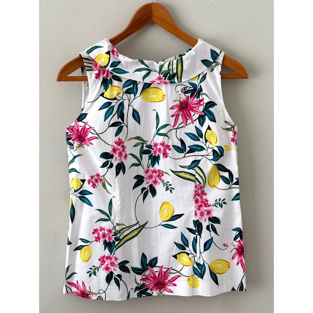 RSVP by Talbots Cotton Sleeveless Top with Lemons and Florals, size 14